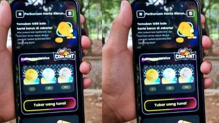 Warga mencari koin (berburu harta karun) di kawasan Taman Tegallega, Kota Bandung, Jawa Barat, Jumat (10/1/2025). Kini, setelah game ramai karena dianggap mengganggu ketertiban umum, co founder Barry Beagen memohon maaf dan akan memperbaiki aplikasi.