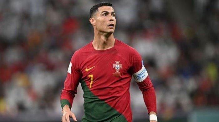Kapten sekaligus megabintang timnas Portugal, Cristiano Ronaldo, dalam sebuah laga Piala Dunia 2022.