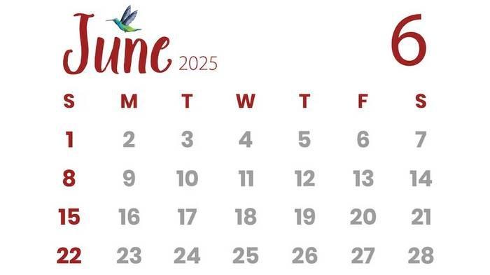 KALENDER 2025 - Ilustrasi kalender bulan Juni 2025. Daftar tanggal merah dan cuti bersama Juni 2025.