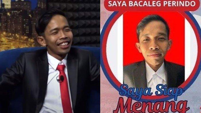 Komedian Dede Sunandar disebut Abdel seperti caleg stres karena kalah suara. Ia berubah pakai jas.