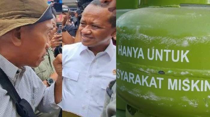 POLEMIK LPG 3 KG - (Kiri) Effendi meluapkan emosi permasalahan gas LPG 3 kg ke Menteri ESDM Bahlil Lahadalia dan foto LPG 3 kg untuk masyarakat miskin (Kanan).