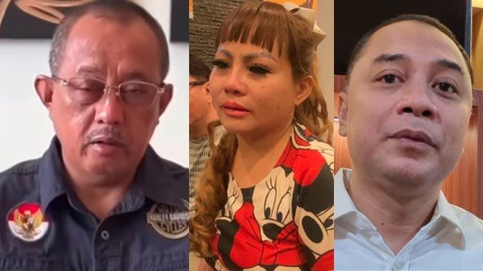 MASALAH SIDAK PABRIK - Wali Kota Surabaya, Eri Cahyadi (kanan) meminta maaf atas ucapan Wakil Wali Kota Surabaya Armuji kiri), ketika melakukan sidak ke pergudangan yang diduga menahan ijazah karyawannya. Armuji sempat berkata kasar ketika menelepon pengusaha yang diduga menahan ijazah karyawannya, Jan Hwa Diana (tengah).