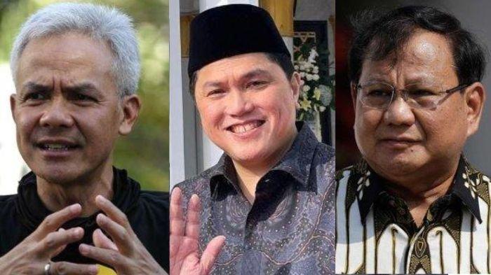 BUMN Erick Thohir dinilai cocok dipasangkan dengan Ganjar Pranowo atau Prabowo Subianto. 
