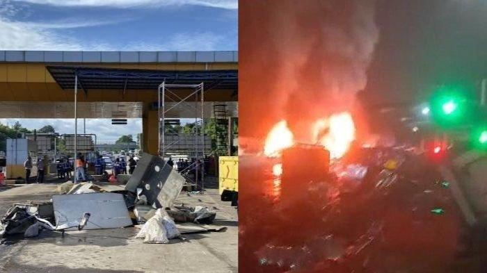 KECELAKAAN TOL CIAWI - Kondisi terkini Tol Ciawi 2, Bogor, Jawa Barat (kiri) setelah truk pengangkut galon air mineral menabrak enam mobil. Insiden ini menyebabkan delapan orang tewas dan 11 orang luka-luka.