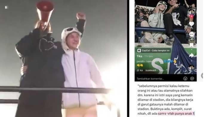 Fakta Video Wanita Dilamar saat Laga Persib, Ternyata Sudah Bersuami dan 1 Anak, ‘Bilangnya Kerja’