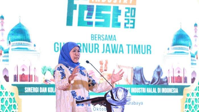 Gubernur Jawa Timur Khofifah Indar Parawansa membuka East Java Halal Industry Fest (EJHIF) Tahun 2023 di Dyandra Convex Surabaya, Selasa (24/10).