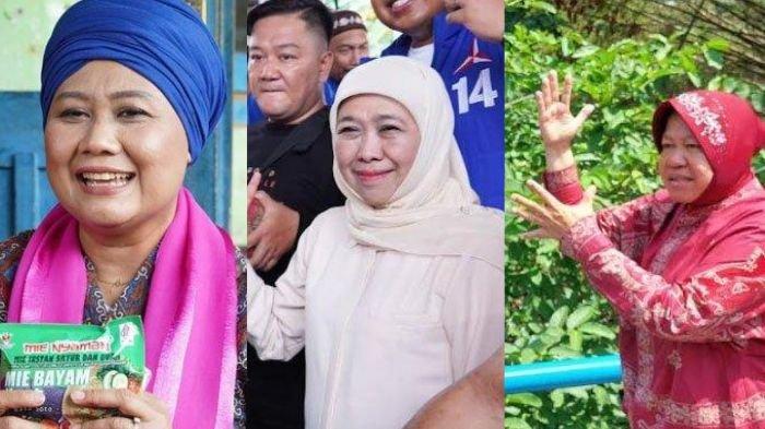 Tiga calon Gubernur di Pilgub Jatim 2024, Luluk Nur Hamidah, Khofifah Indar Parawansa dan Tri Rismaharini