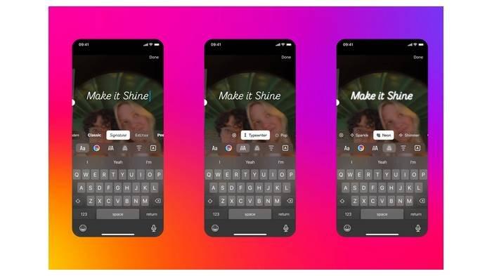 Ilustrasi jenis font baru di unggahan Instagram Stories dan Reels.