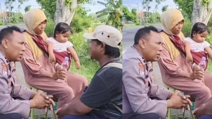 Ipda Purnomo menolong pasutri yang nekat jalan kaki dari Semarang-Banyuwangi.