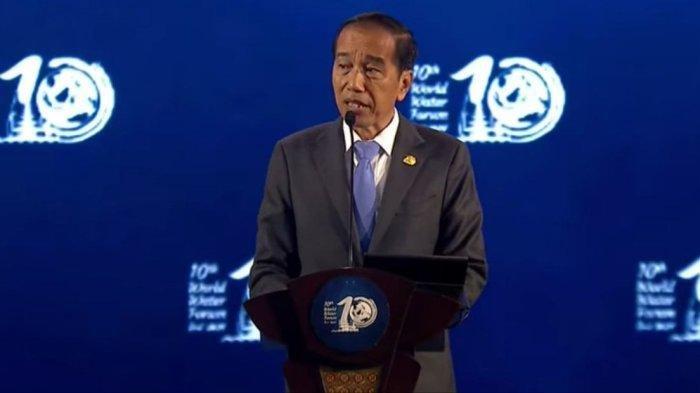 Jokowi ketika Opening Ceremony World Water Forum ke-10 di Bali International Convention Center (BICC), Nusa Dua, Bali, Senin (20/5/2024).