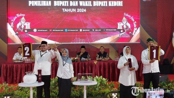 KPU Kabupaten Kediri saat menggelar acara pengundian nomor urut paslon di Pilbup Kediri 2024.