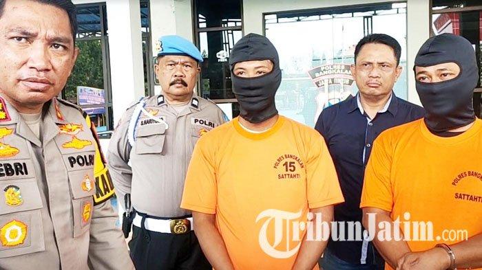 Kakak beradik, HB (kanan) dan WD (kiri), warga Desa Bumi Anyar, Kecamatan Tanjung Bumi, Bangkalan, Madura, ditetapkan sebagai tersangka atas tragedi carok yang menewaskan 4 orang di Bangkalan, Minggu (14/1/2024).