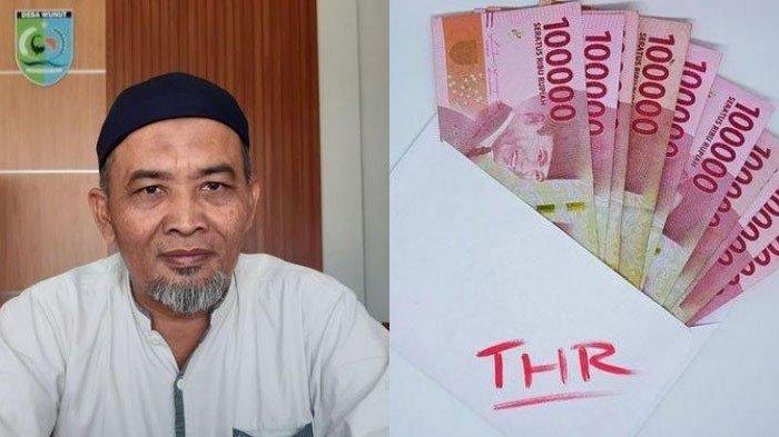 Kepala Desa Wunut, Iwan Sulistiya Setiawan, beri THR Rp400 ribu ke ratusan KK