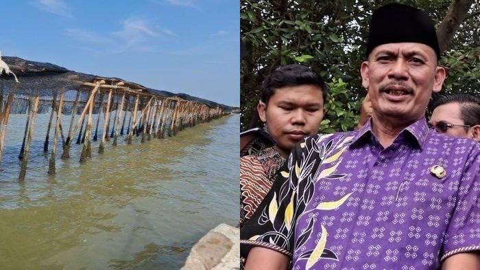 Kades Kohod (kanan) disebut-sebut telah mencatut nama warga untuk membuat sertifikat HGB pagar laut di perairan Tangerang, Banten (kiri).