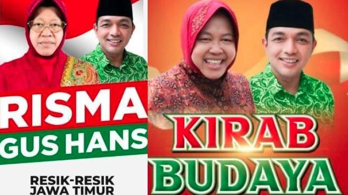 Kirab budaya Tri Rismaharini dan Gus Hans.