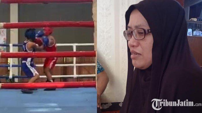 Kolase Petintu Porprov Jatim Meninggal - Pertandingan Cabor tinju Porprov  Jatim ke-VIII di Auditorium Universitas Darul Ulum, Kabupaten Jombang dan Fitria Ekasari ibu Petinju Bondowoso saat ditemui di rumahnya