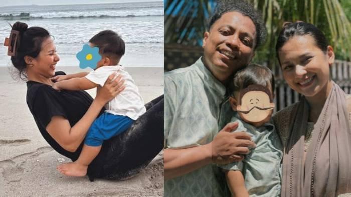 Kolase foto Indah Permatasari dan anaknya.