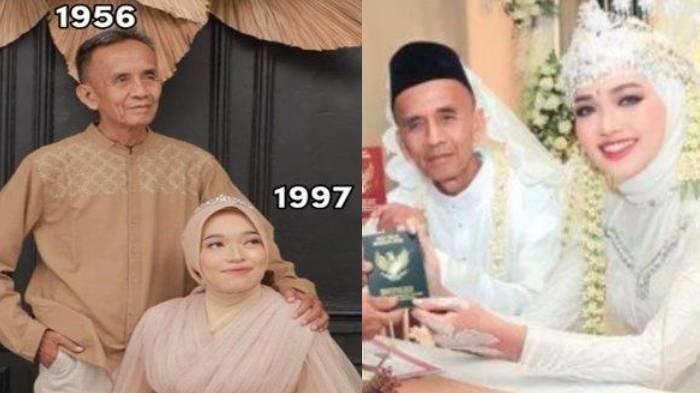 Kolase foto Karman dan Yuniara yang menikah dengan beda usia terpaut jauh.