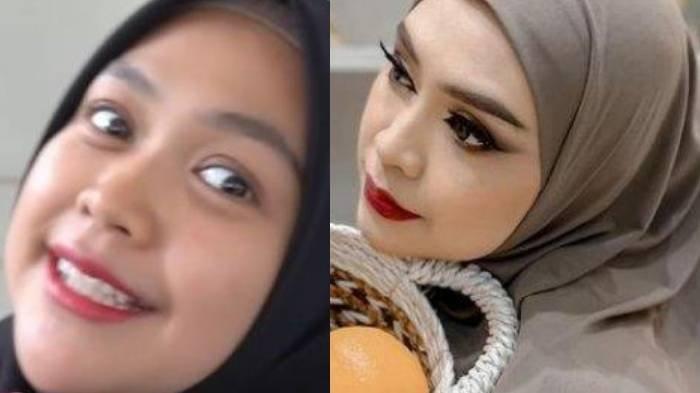 Kolase foto Ria Ricis makeup biasa dan menor.