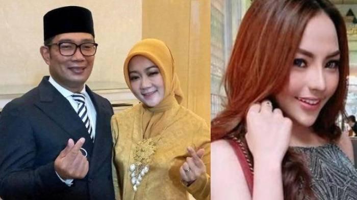 DUGAAN PERSELINGKUHAN - Mantan Gubernur Jawa Barat Ridwan Kamil bersama istri saat ditemui di Hotel Intercontinental Pondok Indah, Jakarta Selatan, Jumat (12/11/2021). Lisa Mariana bongkar pernah mendapat dua kali ancaman dari pihak Ridwan Kamil dan istrinya, Atalia Praratya, minta untuk bungkam dan tawarkan uang.