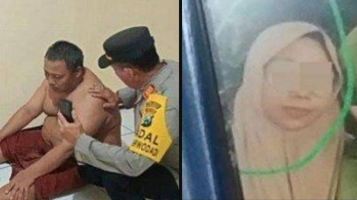 (Kiri) Mertua yang bunuh menantu di Pasuruan saat ditangkap polisi dan (Kanan) Foto Fitria semasa hidup.