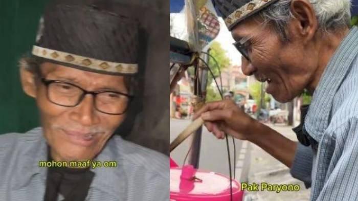 Kolase foto penjual dawet bernama kakek Paryono.