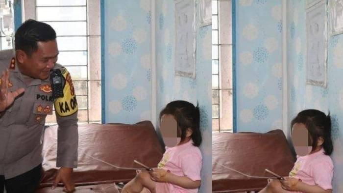 Kapolres Nisel, AKBP Ferry Mulyana saat melihat bocah kondisi bocah 10 tahun yang viral diduga dianiaya keluarganya, Senin (27/1/2025).