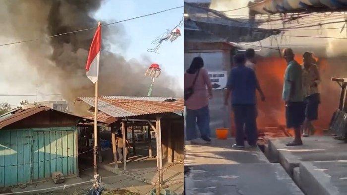 Kondisi kebakaran yang menghanguskan puluhan kios di Pasar Gentong, Kecamatan Paron,Kabupaten Ngawi, Rabu (7/8/2024), sekira pukul 16.30 WIB.