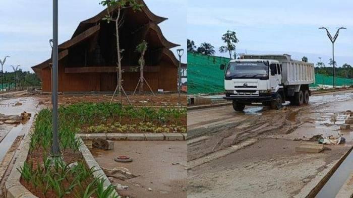 Kondisi terkini area Bandara VVIP IKN di Sepaku, Kabupaten Penajam Paser Utara, Kalimantan Timur pada Selasa (28/1/2025) sore.