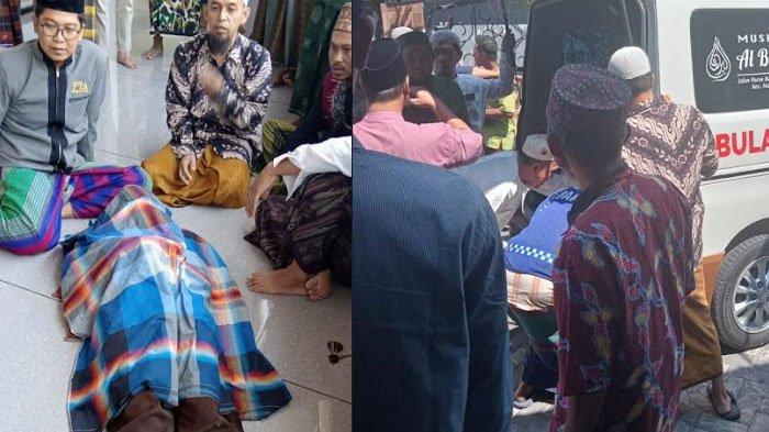 Jenasah korban saat dievakuasi dari masjid At Taqwa PPS Gresik menuju mobil ambulans, Jumat (26/7/2024) dalam artikel berjudul 