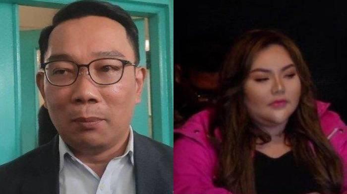 TAK SESUAI SKENARIO - Potret Lisa Mariana (kiri) menggelar konferensi pers terkait hubungannya dengan eks Gubernur Jawa Barat Ridwan Kamil di Kelapa Gading, Jakarta Utara, Jumat (11/4/2025). Potret Ridwan Kamil (kanan) ditemui di kawasan Tebet, Jakarta Selatan, Rabu (24/7/2024). Lisa Mariana dinilai bicara tak sesuai skenario di kemunculan perdananya saat ditanya perihal Ridwan Kamil.
