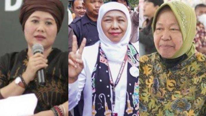 Elektabiltas Luluk Nur Hamidah dan Tri Rismaharini kerjar Khofifah Indar Parawansa disorot usai debat pertama yang digelar di Graha Unesa, Jalan Citra Raya Lakarsantri, Lidah Wetan, Kecamatan Lakarsantri, Surabaya, pada Jumat (18/10/2024). 