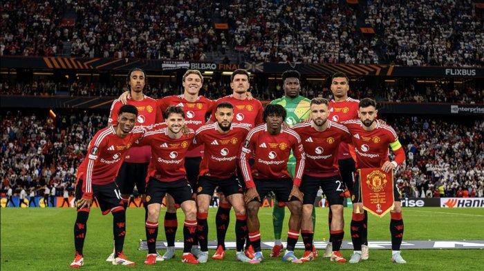 REKOR BURUK - Skuad Manchester United ketika melawan Tottenham Hotspur di Final Liga Europa. Hasil skor 1-0 membuat Manchester United urung angkat trofi. Andre Onana tambah catatan rekor buruk.