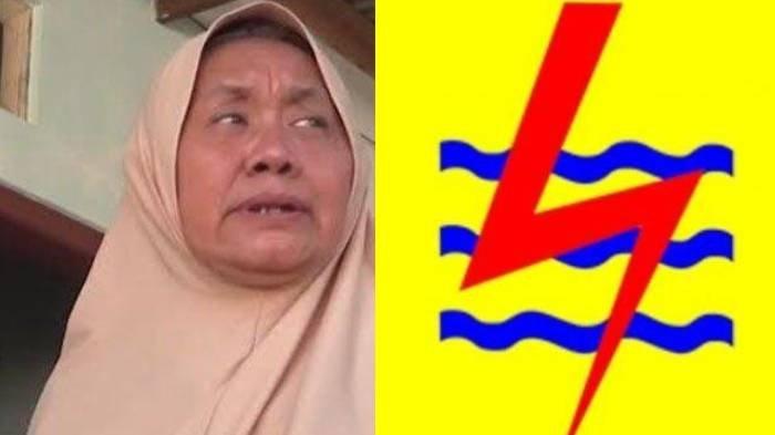 TAGIHAN LISTRIK MEMBENGKAK - Kolase foto Masruroh dan ilustrasi PLN. Masruroh saat ditemui awak media di kediamannya di Dusun Blimbing, Desa Kwaron, Kecamatan Diwek, Kabupaten Jombang, Jawa Timur pada Kamis (24/4/2025). Masruroh kaget menerima tagihan listrik Rp 12,7 juta.