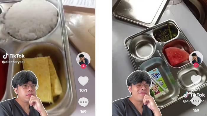 Viral menu makan siang gratis semangka, sayur kangkung, dan susu saja.