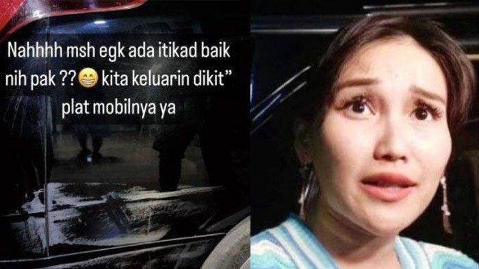 Mobil Alphard yang dipakai Ayu Ting Ting diserempet sebuah mobil lain saat melintas di jalan tol, Senin (12/8/2024) malam.
