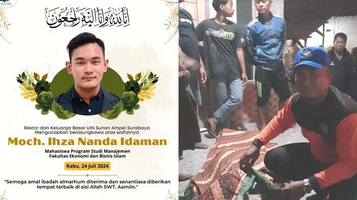Moch Inza Nanda Idaman, mahasiswa Universitas Islam Negeri Sunan Ampel (UINSA) Surabaya tewas tenggelam di Pantai Payangan, Kecamatan Ambulu, Jember, Jawa Timur, Rabu (24/7/2024).