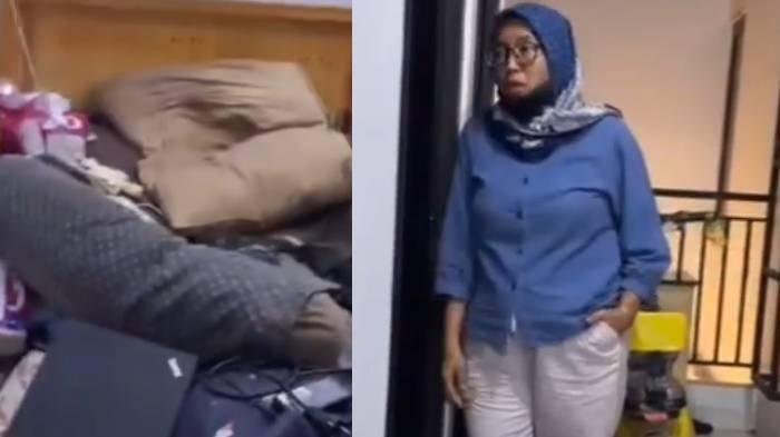 Momen ibu kos gerebek kamar penghuni kos yang penuh sampah, diduga idap hoarding disorder.