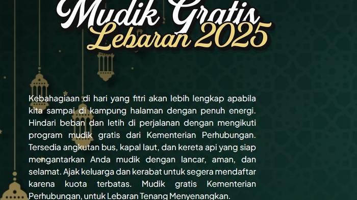 MUDIK GRATIS 2025 - Informasi cara daftar Mudik Gratis Kapal Laut Kementerian Perhubungan (Kemenhub) 2025.