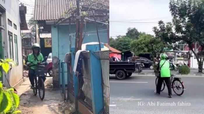 Sosok Muhidin, driver ojol asal Bekasi yang tak patah arah meski motornya rusak. Kini ambil orderan makanan dengan sepeda.