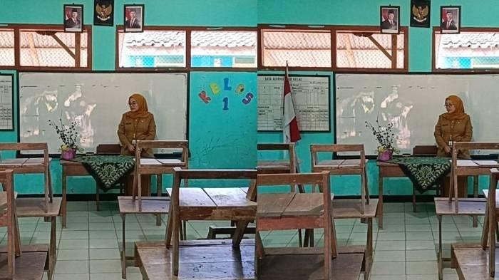 NASIB SDN 1 PATALAN - Kondisi ruang kelas satu yang tidak terdapat siswa di SDN 1 Patalan, Kecamatan Blora, Kabupaten Blora, Jawa Tengah, Senin (14/7/2025). Sekolah Dasar Negeri (SDN) 1 Patalan di Desa Patalan, Kecamatan Blora, Kabupaten Blora, Jawa Tengah, terancam mengalami regrouping atau penggabungan sekolah.