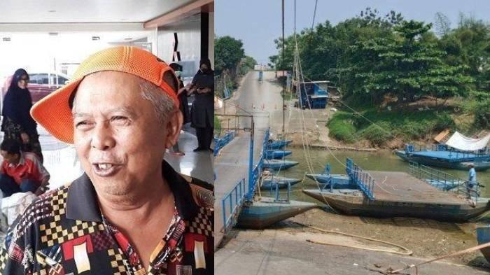 USAHA JEMBATAN PERAHU - (Kiri) Haji Endang saat datang ke dealer mobil di wilayah Cikampek dengan mengenakan pakaian sederhana. (Kanan) Usaha jembatan perahu penyeberangan beromzet puluhan juta rupiah di Dusun Rumambe, Desa Anggadita, Kecamatan Klari, Karawang terancam ditutup oleh Balai Besar Wilayah Sungai (BBWS) Citarum.