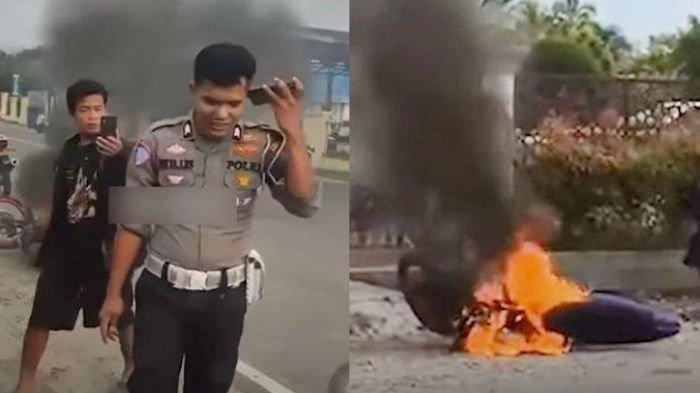 Nasib pemuda bakar motornya akibat panik ditilang polisi, kini minta maaf