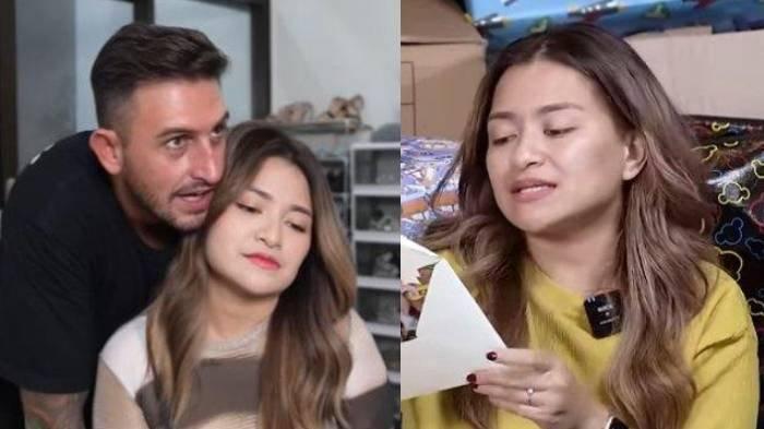 Nathalie Holscher tunangan Ladislao membuka kado-kado ulang tahun Adzam.