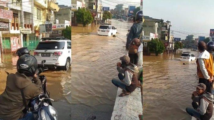 Nekat Terabas Banjir Besar, Pengemudi Fortuner di Bandung Acuh Disoraki Warga, Endingnya Terhenti