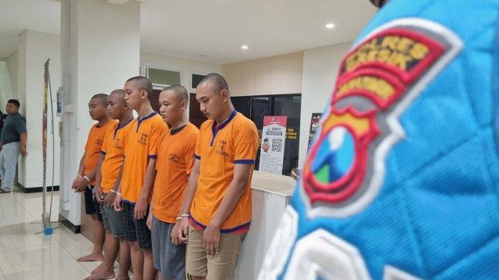 Para pesilat yang tewaskan pemuda Sidoarjo diringkus Satreskrim Polres Gresik, Jumat (24/5/2024).