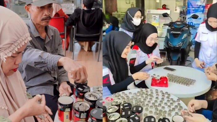 Karyawan dealer Honda Dunia Motor di Kota Probolinggo menghitung uang koin konsumen yang akan beli sepeda motor, dalam artikel berjudul 