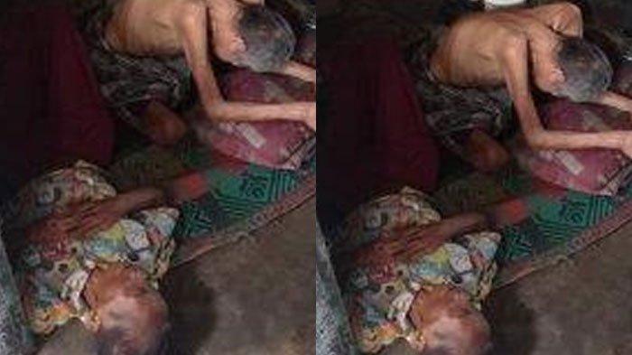 Pasutri lansia sakit-sakitan tidur di teras depan rumah. Tetangga tak tega.