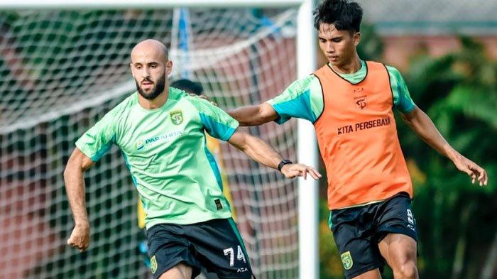 BERI DUKUNGAN - Pemain Persebaya Surabaya, M Rashid saat menjalani latihan bersama tim. Pelatih Persebaya, Paul Munster memberi dukungan penuh pada M Rashid bersama Timnas Palestina dalam lanjutan babak kualifikasi Piala Dunia 2026 zona Asia, Rabu (26/3/2025) mendatang.
