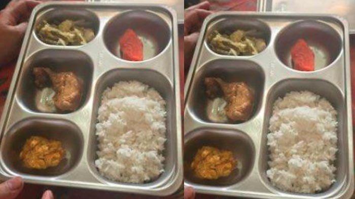 NASI MBG BAU -Paket Makan Bergizi Gratis (MBG) yang dikembalikan oleh siswa SMA Negeri Jatinangor, Kabupaten Simedang, Rabu (26/2/2025). Pemilik katering bingung dan angkat bicara.